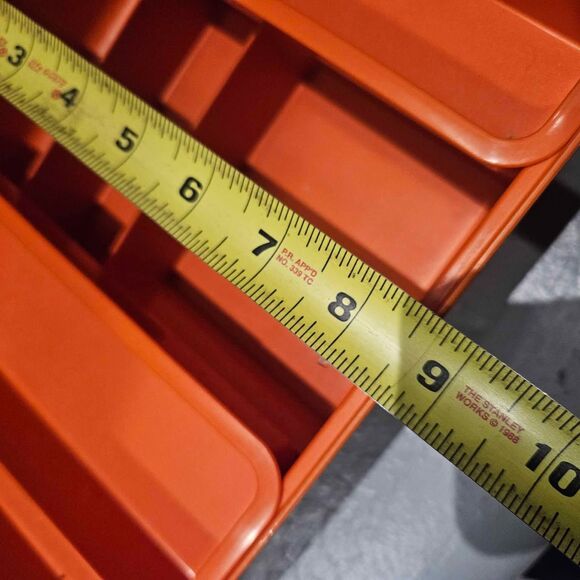 TupperCraft TupperWare 1421-4 Orange Tackle Box Craft Box Sewing Box 9"x13" - Picture 3 of 8